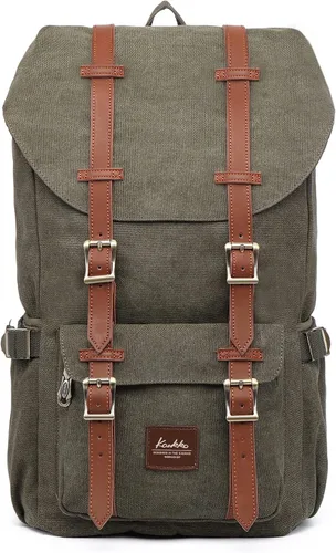 Miniatura 8 de Mochila para laptop Kaukko, senderismo y campamentos, mochila universitaria grande casual, mochila de hombro con capacidad para una laptop y Nailon
