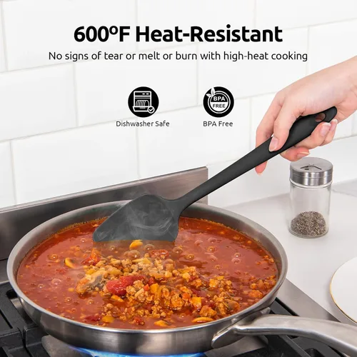 Miniatura 3 de U-Taste Juego de espátulas de silicona, 600ºF, resistente al calor, sin costuras, de grado alimenticio, goma flexible, para cocina, mezcla, hornear