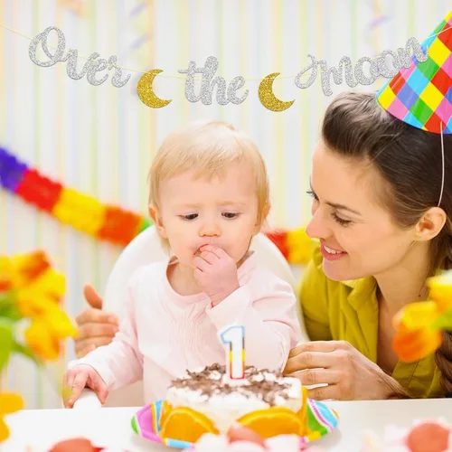 Miniatura 6 de Dill-Dall Cartel sobre la luna, decoración de banderines para fiesta de baby shower, suministros de decoración de amor hasta la luna y espalda