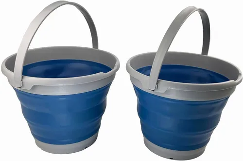 Miniatura 7 de SAMMART Cubo de plástico plegable de 10 L (2.6 galones), bañera redonda plegable con asa, cubo de pesca portátil, cubo de agua, ahorro desplegable