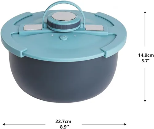 Miniatura 3 de Tazón de servir aislado de acero inoxidable de doble pared con tapa a prueba de fugas - Plato de cacerola aislado - Mantiene la comida caliente