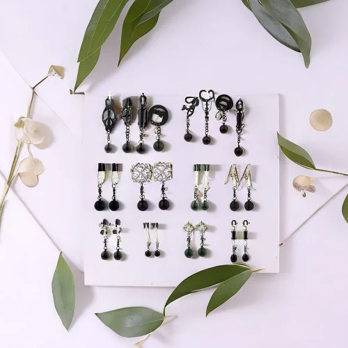 Miniatura 6 de Pinzas para pezón con peso de acero inoxidable con clip de cadena para pezón, bola ajustable, sin perforación, joyería para pezones para adultos