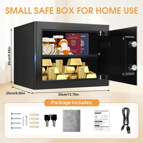 Miniatura 3 de Caja fuerte pequeña de 1.2 pies cúbicos ignífuga e impermeable para uso doméstico, caja de seguridad digital para el hogar con teclado programable
