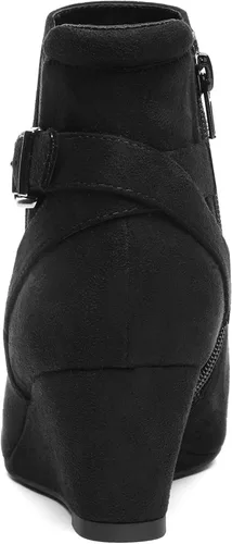 Miniatura 4 de DREAM PAIRS Botines de tacón de cuña negros para mujer