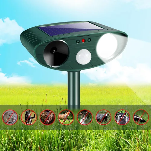 Miniatura 5 de Repelente solar mejorado de animales, repelente ultrasónico de animales, dispositivos repelentes de ciervos para exteriores, impermeables
