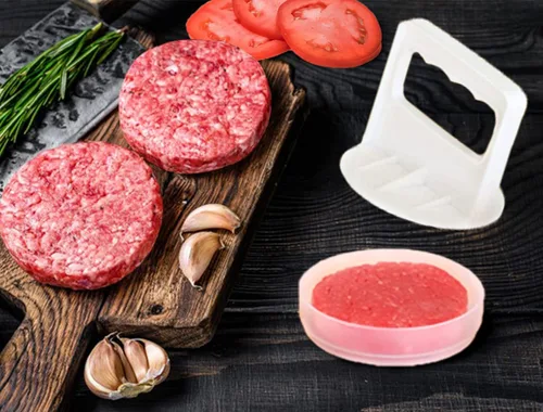 Miniatura 3 de CTD Store set de 10 unidades: prensa para hamburguesas y recipientes para congelador. 4 contenedores con prensa para hamburguesas