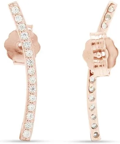 Miniatura 3 de Aretes de plata de ley con plumas delicadas, Starburst, relámpago, clavo, barra curvada, disco, piña con push-backs, Circonia cúbica