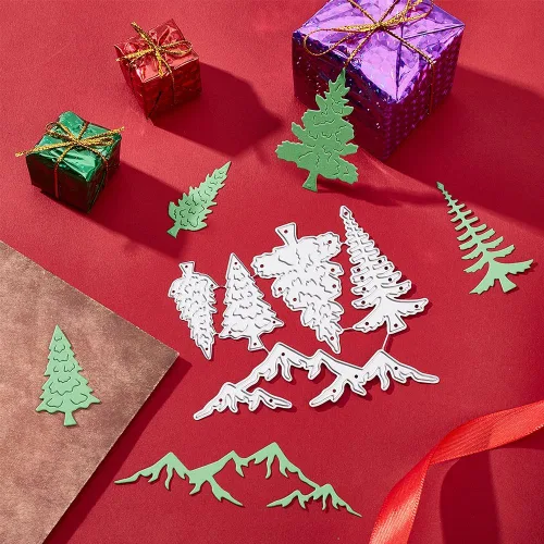 Miniatura 4 de CRASPIRE Plantillas de corte de metal para árbol de Navidad, plantillas de corte de bosque de montaña, plantas de pino, troqueles de corte de Feliz