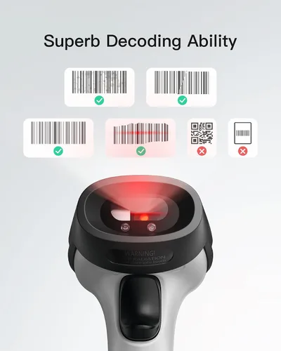 Miniatura 2 de Inateck - Escáner de código de barras Bluetooth, 1 carga para 180 días de espera, alcance de 35 m, escaneo automático rápido y preciso, BCST-70