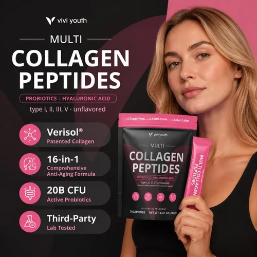 Miniatura 2 de Polvo de colágeno para mujeres, péptidos de colágeno en polvo con probióticos, proteína de colágeno prebiótica para piel, cabello, huesos