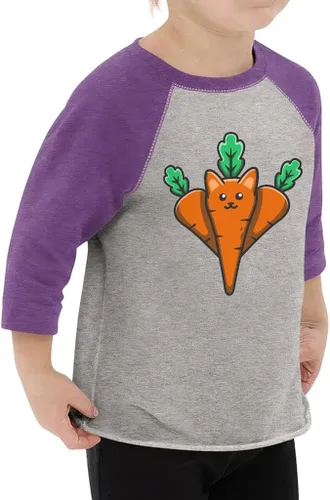 Miniatura 2 de Carrot Cat - Camiseta de béisbol para niños pequeños, diseño gráfico, manga 34, bonita camiseta de béisbol para niños