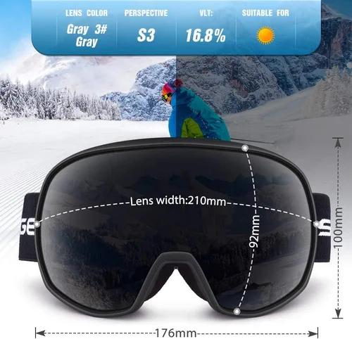 Miniatura 4 de Gafas de esquí para hombres y mujeres con protección UV, lente doble antivaho