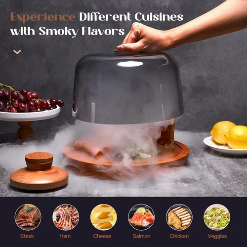 Miniatura 3 de Kit para Ahumar Cócteles con Base de Madera y Cúpula de Vidrio, Perfecto para Infundir Sabores Afumados en Cócteles a la Antigua, Whisky y Alimentos