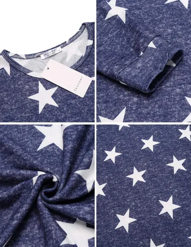 Miniatura 277 de Ekouaer Conjunto de pijama de manga larga para mujer, ropa de dormir suave con cuello redondo y bolsillos
