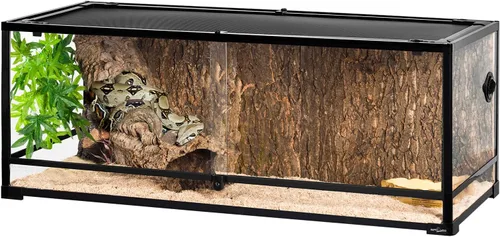 Miniatura 12 de REPTI ZOO Puerta corredera de cristal con ventilación para reptiles de 67 galones, gran terrario, con apertura frontal, para reptiles, terrario