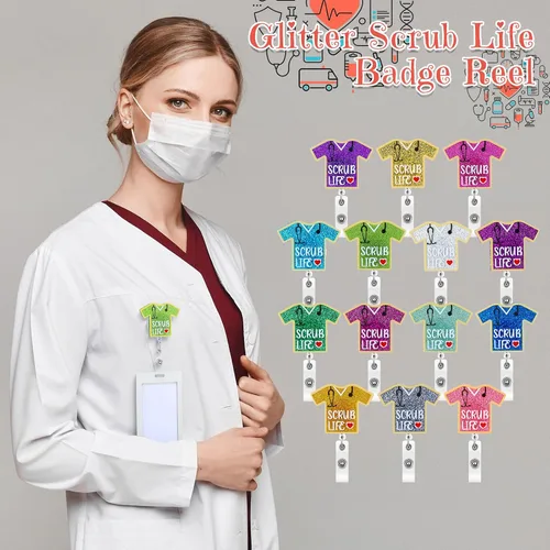 Miniatura 4 de Qilery 14 piezas de carrete retráctil para enfermera, soporte de clip de insignia CNA para enfermera, médico, vida, enfermera, regalos de la semana