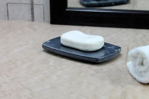 Miniatura 6 de KLEO Jabonera de piedra natural o accesorios de baño para bañera o lavabo (negro con líneas naturales)