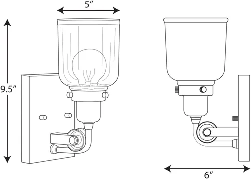 Miniatura 20 de Progress Lighting Rushton Collection - Lámpara de tocador de baño de cristal transparente (1 lámpara), níquel cepillado