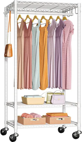 Miniatura 11 de FUTASSI P6 - Mini perchero con ruedas para colgar ropa, resistente y portátil, con ruedas, carga máxima de 360 libras, 23.6 pulgadas de ancho x 14