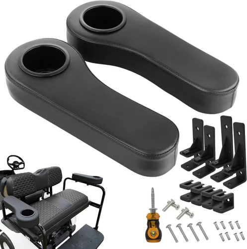 Miniatura 9 de XUANYUDG0769 Reposabrazos de carrito de golf con portavasos para EZGO TXT Club Car DS Precedent y Yamaha Kit de asiento trasero, marco de soporte