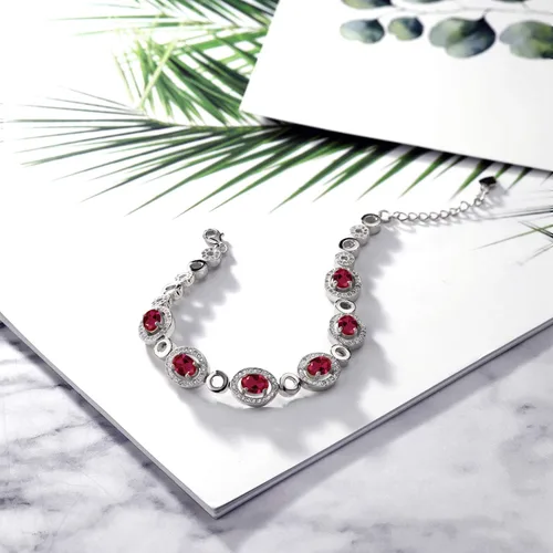 Miniatura 5 de Gem Stone King Oval Gemstone Birthstone Tennis Bracelet For Women 925 Sterling Silver Oval 7X5MM 7 Inch with 1 Inch Extender Fine Jewelry Gifts
