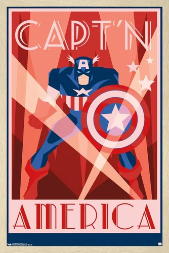 Miniatura 5 de Trends International Marvel Comics - Póster de pared Art Deco del Capitán América, 22.375 x 34 pulgadas, versión premium sin marco