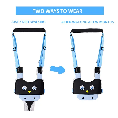 Miniatura 3 de Arnés para caminar para bebés y 2 pares de rodilleras ajustables de pie y caminar, ayudante de aprendizaje para niños pequeños de 7 a 24 meses, Azul