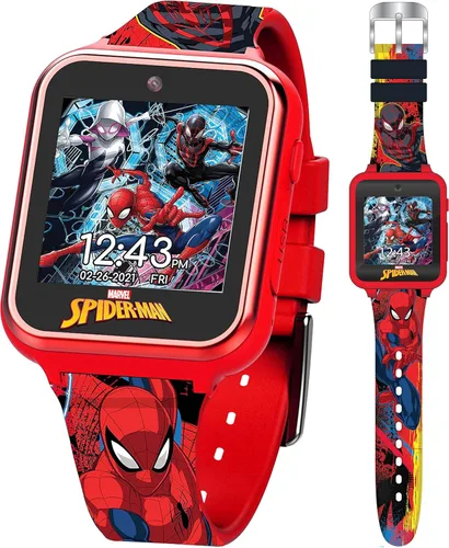 Miniatura 10 de Marvel Spider-Man - Reloj inteligente para niños, reloj interactivo con pantalla táctil con 10 caras de reloj personalizables, cámara integrada