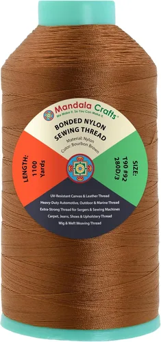Miniatura 15 de Mandala Crafts - Hilo de nailon para coser cuero, tapicería, mezclilla y para trenzar el pelo; resistente, 1500 yardas, tamaño 69 T70 Marrón
