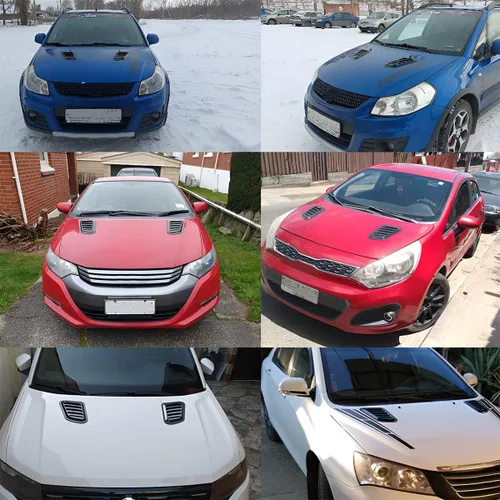 Miniatura 6 de Ventilaciones de capó de coche Blilo, 2 piezas de ventilaciones de aire universales para capó de coche, cubierta de entrada de aire de capó azul