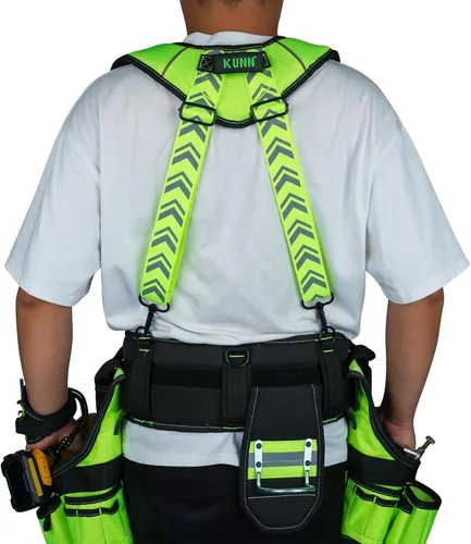 Miniatura 8 de KUNN Tirantes magnéticos para cinturón de herramientas, tirantes reflectantes de seguridad para trabajo, arnés de bolsa de herramientas para hombre