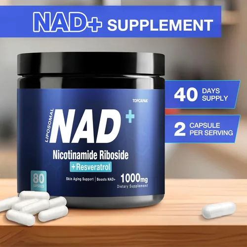 Miniatura 4 de NAD+ Suplemento licotinamida ribosida liposomal resveratrol 1000mg Suplemento orgánico puro para un envejecimiento saludable, cerebro, energía