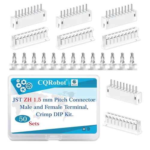 Miniatura 127 de CQRobot JST EL 4.5 mm de paso 2 pines conector electrónico IC macho, enchufes hembra carcasa y kit de terminales de crimpado en T macho/hembra. 50