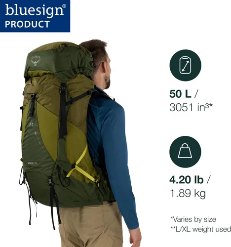 Miniatura 2 de Osprey Atmos AG LT 50L Mochila de mochilero para hombre, Scenic Valley/Verde Peppercorn, L/XL Valle escénico/Pimienta verde