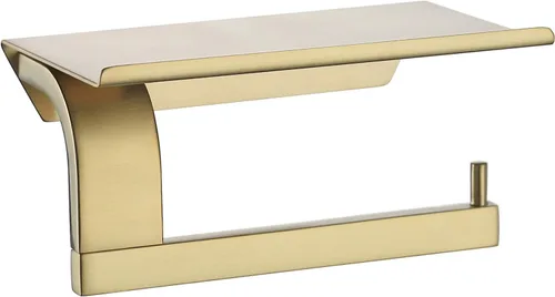 TRUSTMI Soporte de papel higiénico con estante para teléfono, SUS 304 de acero inoxidable montado en la pared, dispensador de rollo de papel