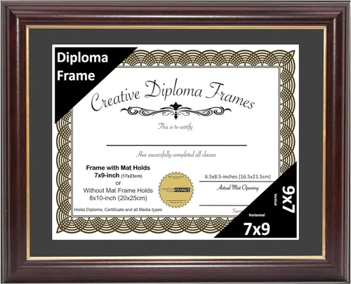 Miniatura 57 de Creative Picture Frames Marco para Diploma de Caoba con Borde Dorado de 12x16 pulgadas con Vidrio y Paspartú Negro y Colgadores de Pared Instalados