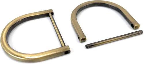 Miniatura 9 de 4 anillos en D resistentes con grillete de 1-1/2 pulgadas, oro antiguo, en forma de U, repuesto para bolso, llavero, collar de perro