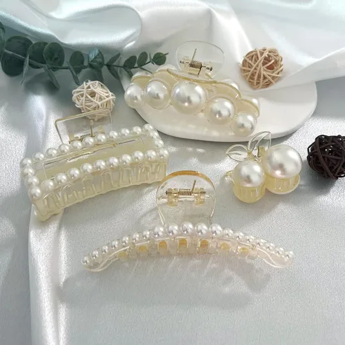 Miniatura 5 de Mehayi 4 pinzas grandes de perlas para el cabello para mujeres y niñas, pinzas de pasador para cabello grueso y delgado, accesorios de moda