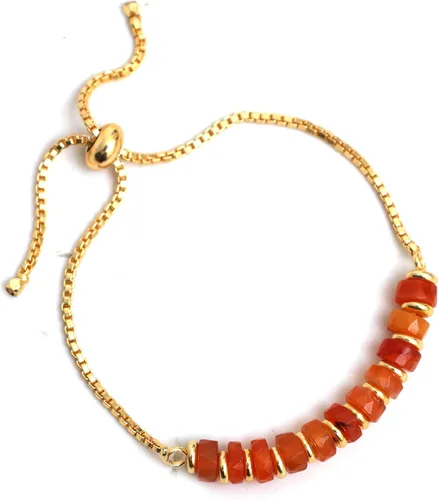 Miniatura 67 de Natural Heishi Beads With Spacers Slider Bracelet Gemstone Healing Jewelry With 14k Yellow Gold Plated 8- Inch Adjustable Length