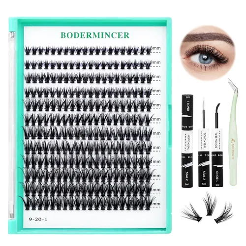 Miniatura 11 de Bodermincer Pestañas postizas de injerto 20D suaves 0.07 C Curl racimos de pestañas kit de extensiones de pestañas individuales, extensiones