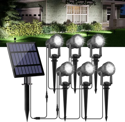 Miniatura 12 de Luces solares para exterior, focos de paisaje IP65 impermeables con cable de 3m, luces de pared para exterior con encendido y apagado automático