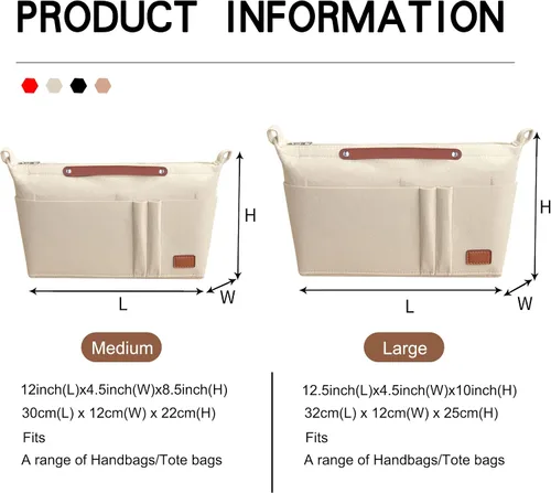 Miniatura 6 de Soyizom Organizador de bolso, organizador de bolsa de inserción para bolsos, organizador de fieltro con cremallera y bolsa de llavero en la bolsa