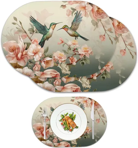 Miniatura 24 de Pumpkin Placemats Oval Placemats Set of 2 Black Cat Table Mats for Dining Tables Washable Heat Resistant Place Mats for Holiday Party Use 12X18 Inch