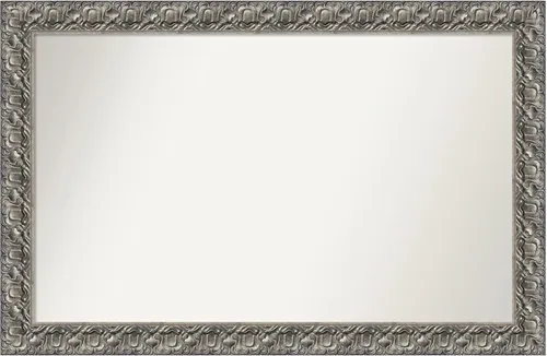 Miniatura 224 de Amanti Art Espejo de baño plateado para sobre fregadero, 26 x 26 pulgadas, espejo cuadrado de níquel pulido, marco de madera tradicional mediano, se