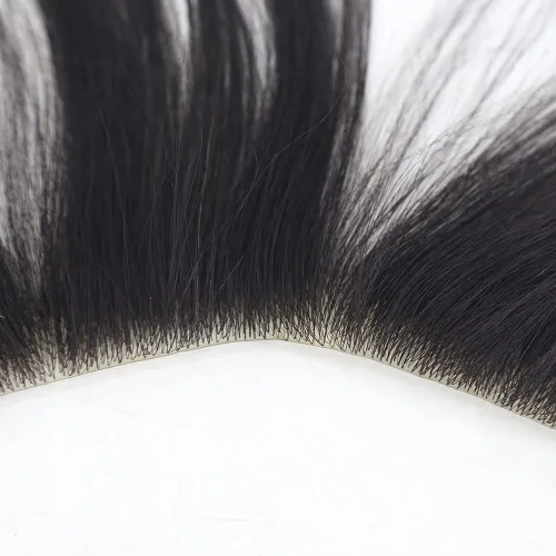 Miniatura 5 de Tupé de línea capilar para hombre, 0.7 x 6 pulgadas, en forma de V, color negro natural, para hombres, cabello humano real, tupé, piel suave y fina