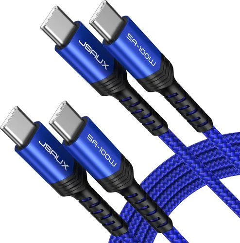 Miniatura 18 de JSAUX Paquete de 3 cables USB C a USB C de 100 W [6.6 pies+6.6 pies+6.6 pies] compatible con iPhone 17 Air 16 15 Pro Max Samsung Galaxy S25 S24 Azul