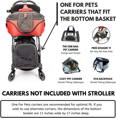 Miniatura 4 de One for Pets Transportador de mascotas de lujo 3 en 1, asiento elevador y cochecito para perros y gatos de tamaño pequeño y mediano, no requiere