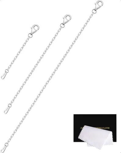 Miniatura 35 de Extensores de cadena dorada para collares, extensiones de pulsera de plata de ley, extensor de collar dorado para mujer, juego de 3 piezas, 1, 2, 3
