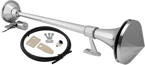 Miniatura 3 de Vixen Horns Bocina de tren para barco/camión/automóvil. Bocina de aire impermeable cromada doble trompeta + cubierta. Db súper fuerte. Acabado