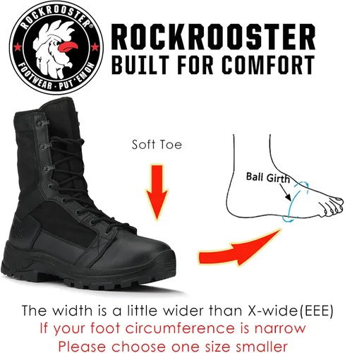 Miniatura 2 de ROCKROOSTER MGDB Tactical Boots for men 8 inch XX-wide Soft Toe Comfortable Anti-Fatigue Tech Durable Quick Dry Ankle Support Combat BootsAB5010